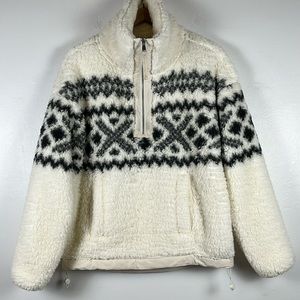 Abercrombie & Fitch Soft Sherpa Pullover Sweater Aztec Women’s Small Off-white